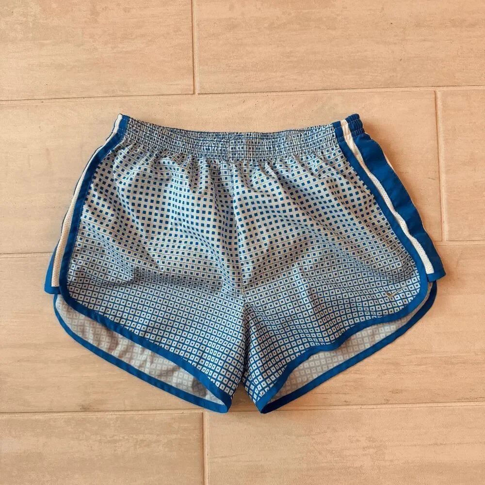 Nike Dri-FIT Tempo Shorts White Blue Checkered Reflective Swoosh Running Lined S